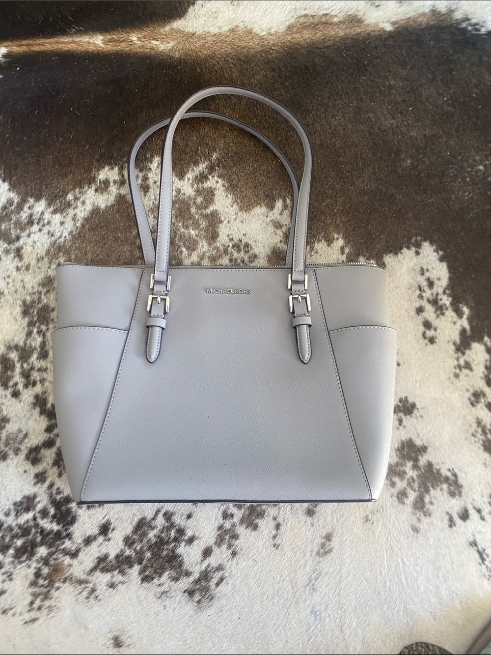 Michael Kors Gray Leather Tote with Dual Straps